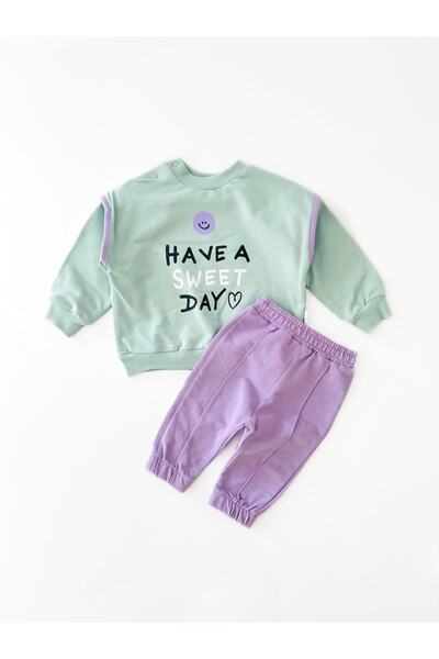 COLORED BABY طقم بدلة رياضية للفتيات الصغيرات مكون من قطعتين