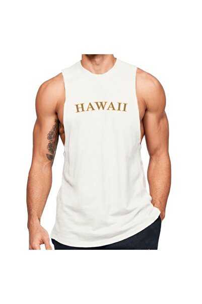 Black İstanbul Hawaiian Printed Zero Sleeve Fitness Athlete