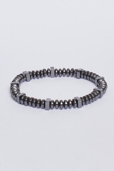 ALTINYILDIZ CLASSICS Men's Silver Gray Natural Stone Bracelet