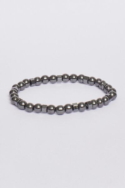 ALTINYILDIZ CLASSICS Men's Silver Gray Natural Stone Bracelet