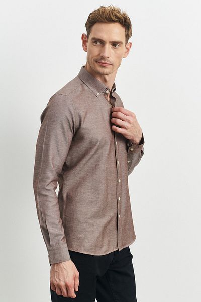 AC&Co / Altınyıldız Classics Ανδρικό πουκάμισο Oxford Slim Fit Slim Fit, με κρυφό κουμπί και γιακά με κρυφό κουμπί