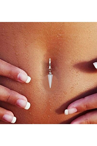TakıConcept Deliksiz Mızrak Sallantılı Çelik Göbek Piercing