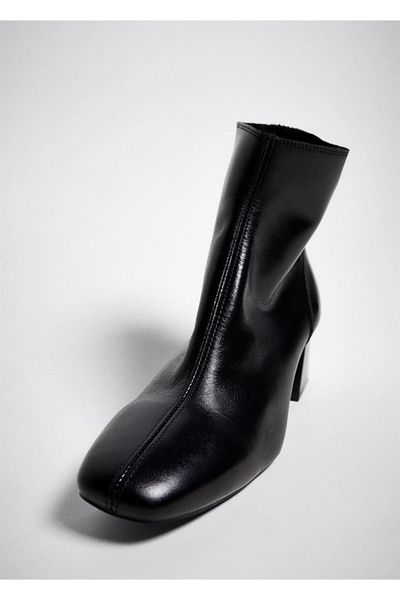 MANGO Woman Botine din piele cu toc