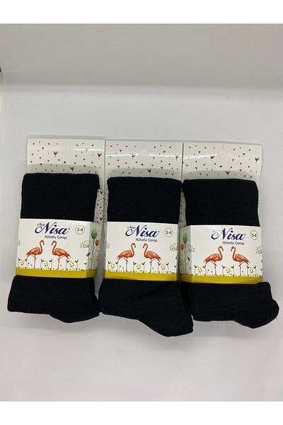 Nisa Черни детски памучни чорапогащи, комплект от 3