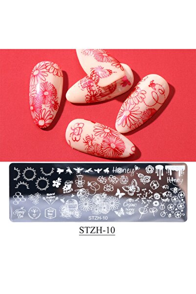 Beauty Box Honey Bee Bal Arısı Nail Art Stampa Plakası Tırnak Stampası Tırnak...