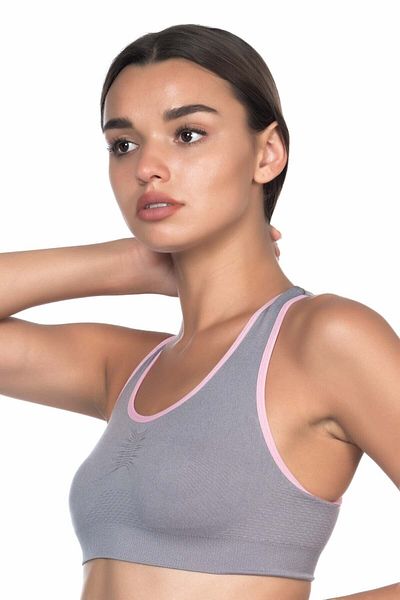 Emay 4024 Γυναικείο αθλητικό σουτιέν Bustier Γκρι/ροζ