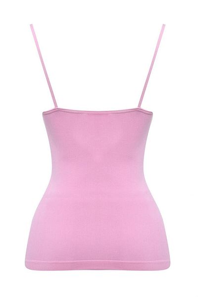 Emay Women's Pink Gathering Ripped Rope Strap Undershirt 5011