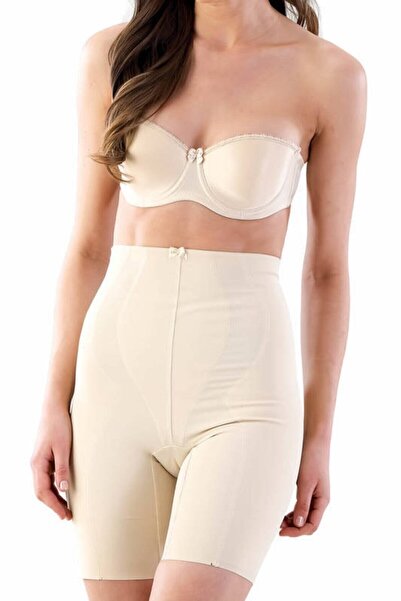 Emay Жіночий бежевий довгий корсет з подвійним шаром лазером 2814