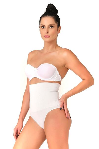 Emay Chiloți cu corset cu alunecare dublă, fără sudură, cu talie înaltă, cu închidere cu capse, 2019, alb