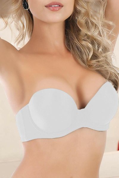 Nurteks Women's White Unsupported Strapless Back Transparent Bra