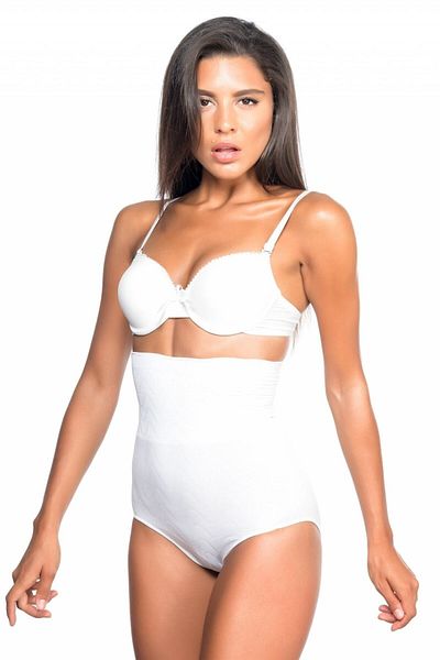 Emay Corset pentru chiloți cu model alb cu talie înaltă - 2079