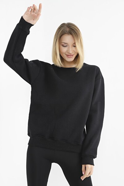 AF Collection Prevelika crna unisex majica sa okruglim izrezom i 3 niti