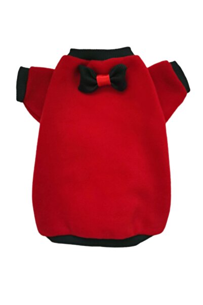 atelyu Kedi Köpek Kıyafetleri Kırmızı Polar Papyonlu Noel Kıyafeti