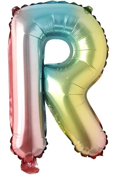 Patladı Gitti R Harf Gökkuşağı Folyo Balon16 Inç 36 Cm