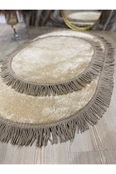 Kumru Çeyiz 2'li Banyo Paspası Seti Kaymaz Tabanlı Saçaklı Püsküllü Klozet Ta...