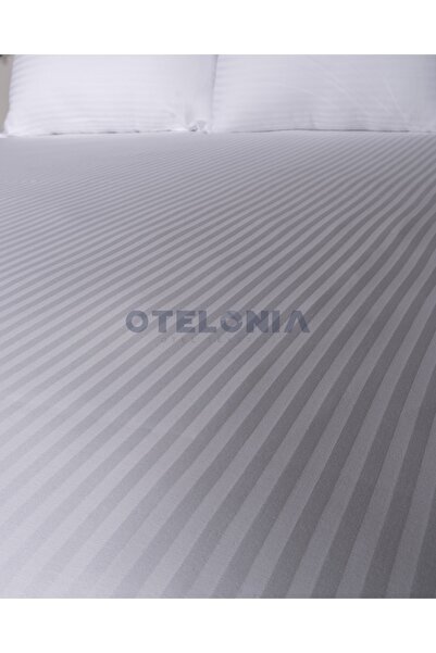 Otelonia Striped Cotton Satin Fitted Sheet Set Single 100x200cm + 1 Piece. Pillowcase