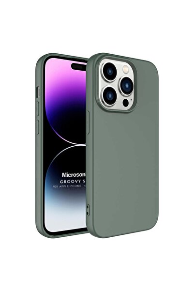 Microsonic Iphone 14 Pro Max Uyumlu Kılıf Groovy Soft Koyu Yeşil