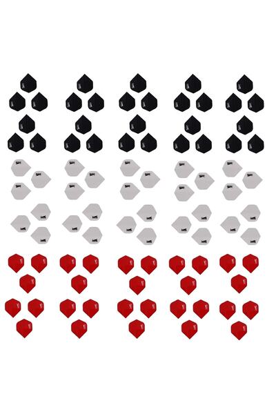 DARTSAN 90 Adet (30 SET) Dart Flight-flayt Set. Beyaz, Kırmızı, Siyah Renkler.