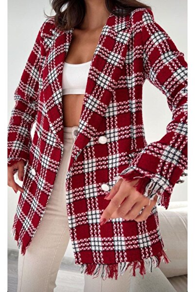 BelezaStore Червено карирано сако с подплата