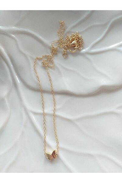 wundaf tasarım Altın Kaplama Minimal Kelebekli Kolye