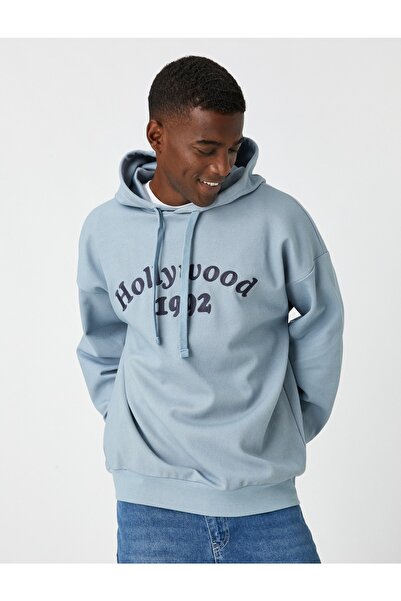 Koton Oversize Hooded Sweatshirt Text Printed