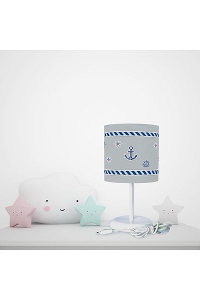 BAMBAŞKA MODA Gray Anchor Pattern Lampshade
