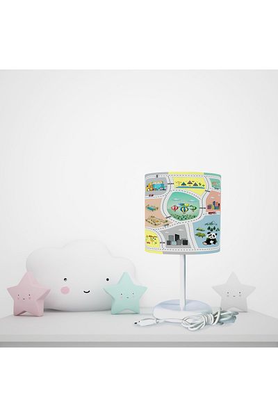 BAMBAŞKA MODA Unicorn Patterned Gray Lampshade