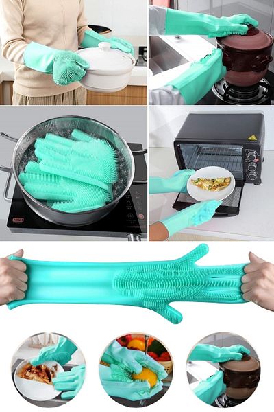 Tilbe Home Magic Silicone Dishwashing Gloves Cleaning Work Gloves