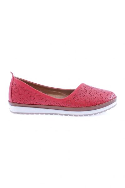DGN Women's Laser Printed Comfort Shoes Red Genuine Leather 61423246