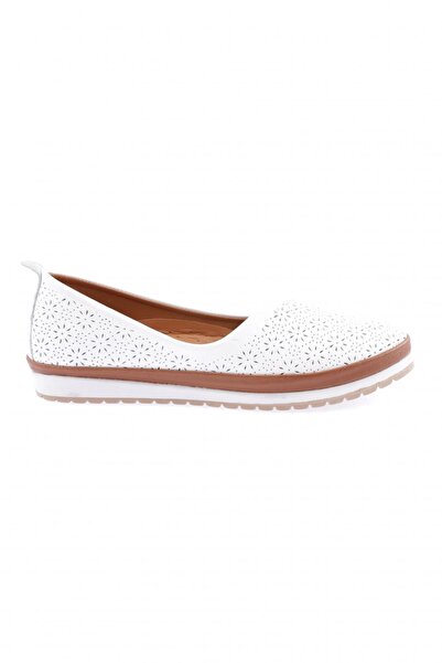 DGN Women's Laser Printed Comfort Shoes White Genuine Leather 61423246