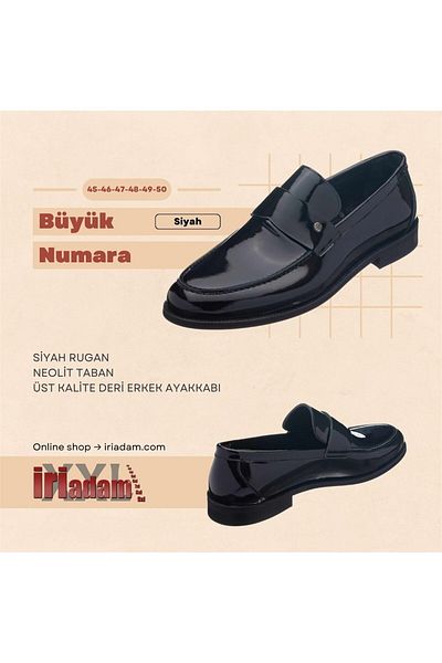 İriadam Kd0695 Black Patent Leather Neolite Sole High Quality Leather Men's Shoes