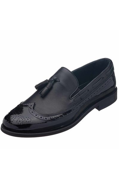 İriadam Nv1930 Black Patent Leather Tasseled Analin Neolit Sole Top Quality Leather Large Size Men's Shoes