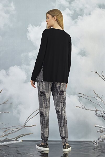 GİZZEY 20646 Γυναικείο Σετ Παντελόνι με Χαλαρό Στιλ με Πλάτη Ποδηλατικού Σχήματος