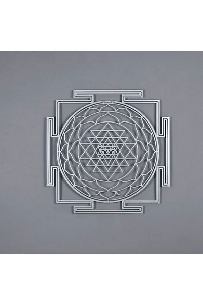 Colorfull Worlds Decor de perete din metal cu geometrie sacră Sri Yantra - Decor de perete cadou pentru birou acasă