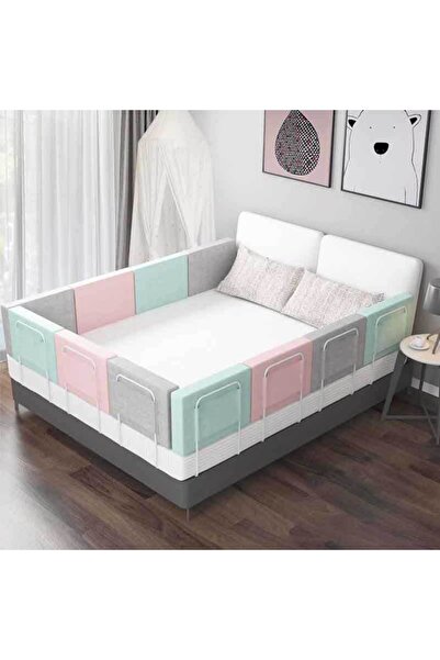 RevuBaby 100 Cm Yatak Bariyeri Bebek Ve Çocuk Korkuluğu Güvenlik Bariyeri Koruma Bariyeri Yeşil Pembe