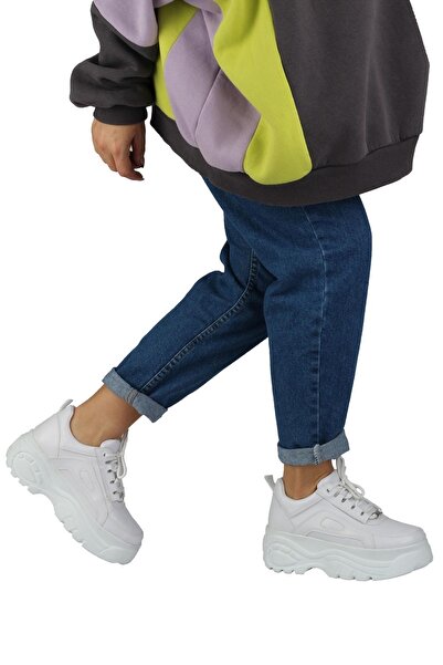 Modabuymus Pantofi alb cu talpă groasă Pantofi sport casual Porto