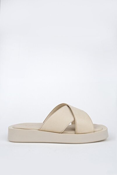 Modabuymus Бежеві шкіряні анатомічні тапочки для щоденного використання - Vulap