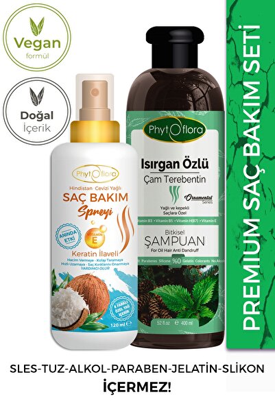 Phytoflora Saç Dökülmesine Karşı Tuzsuz Şampuan Isırgan Şampuanı Ve Hindistan Cevizi Yağlı Saç Spreyi