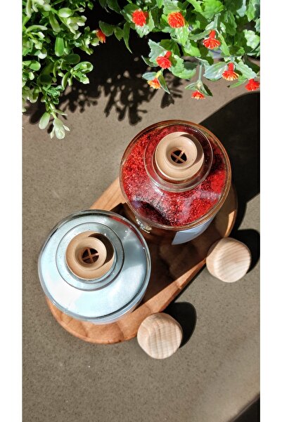 KHAKMA 250ml Glass Spice Set - Set of 2 with Wooden Stand and Lid