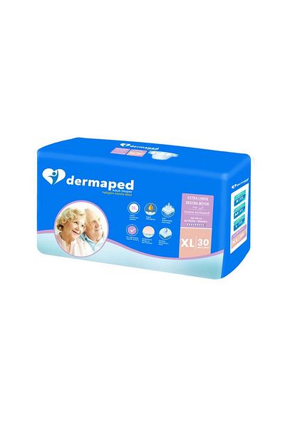 Dermaped Adult Patient Diapers with Waist Band Size Xl 30 Pieces (Super Absorbent)