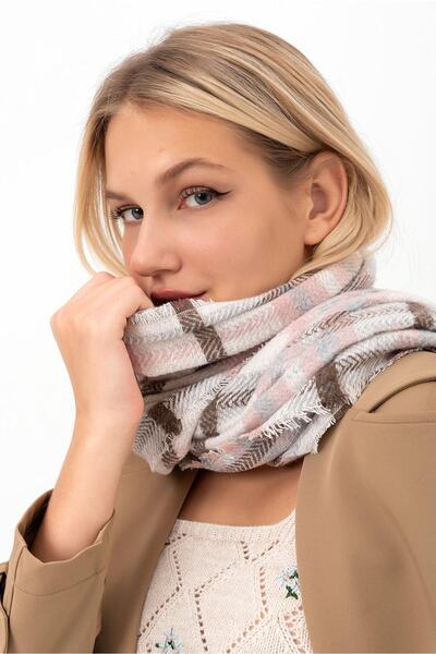 Saria Moda Plaid Patterned Soft Thick Shoulder Shawl
