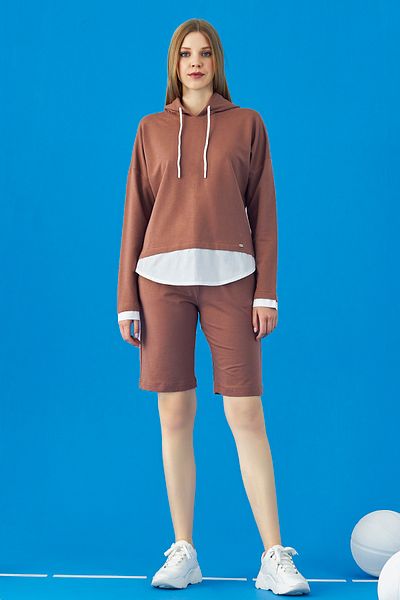 GİZZEY 20686 Women's Hooded Shorts Set