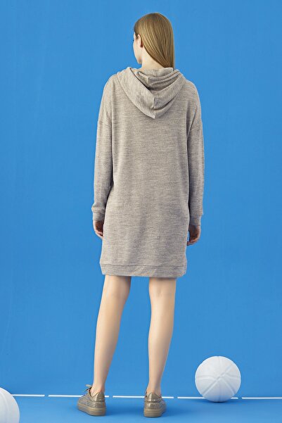 GİZZEY 20711 Γυναικείο φόρεμα με κουκούλα καγκουρό τσέπη