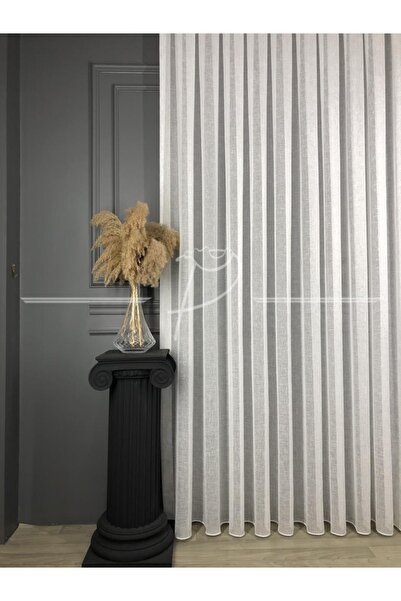 rendecioğlutekstil Tül Perde Simli Keten Işıltılı Tül Etek Kurşun Sarımlı (1 E 2.5 Normal Pile Sıklığı )