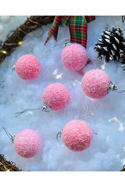 Derin Düşler Yılbaşı Çam Ağacı Süsü Strafor Köpük Pembe Top Süs 4 Cm 6 Lı Paket Cici Top