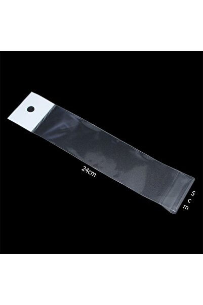 LEDONLİNE 100 Adet 5x24cm Askılı Bantlı Jelatin Torba Poşet Dar Uzun Poşet