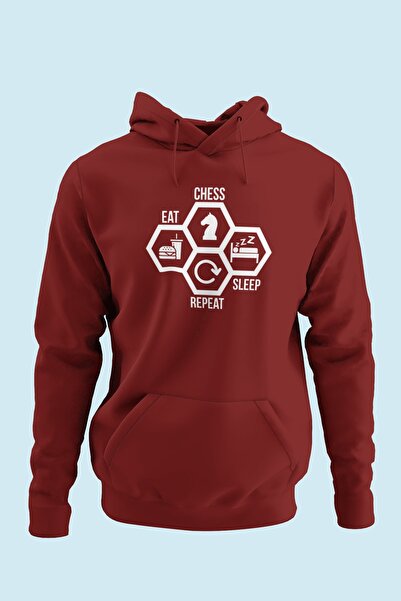 Satranç Medya Mănâncă, joc de șah, dormi, repetă Hanorac