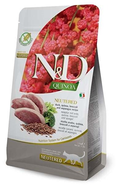 N&D Quinoa Neutered Ördek Kinoa Aromalı Kısırlaştırılmış Kedi Maması 1,5 Kg