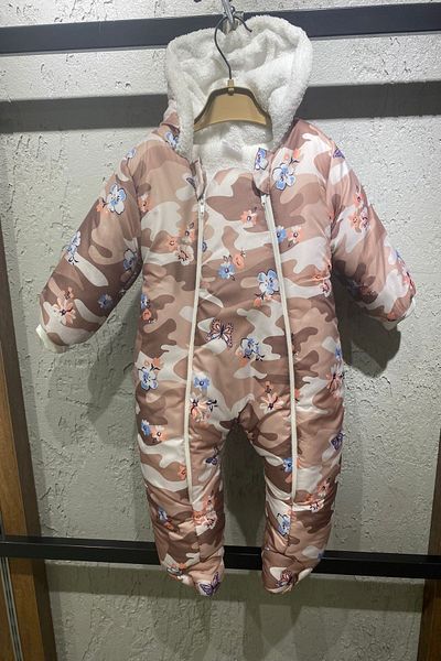 PODİUM GİYİM Cute Butterfly & Flower Printed Brown Cosmonaut Jumpsuit