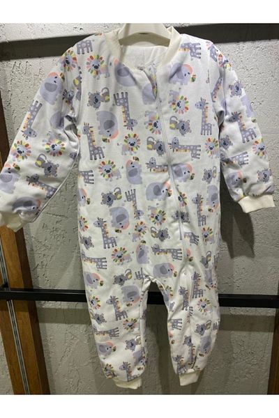 PODİUM GİYİM New Cute Lion & Elephant Patterned 100% Cotton Winter Sleeping Bag